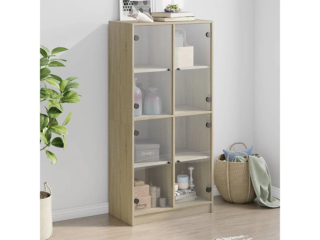 Buffet haut avec portes chêne sonoma bois d'ingénierie