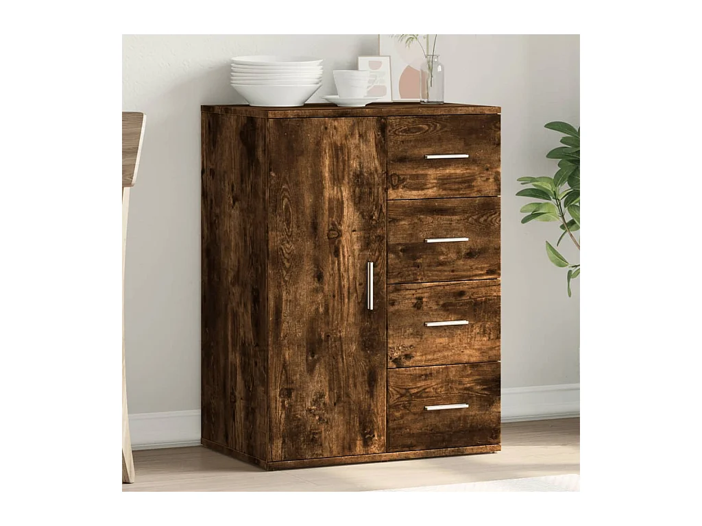 Buffet chêne fumé 59x39x80 cm bois d'ingénierie