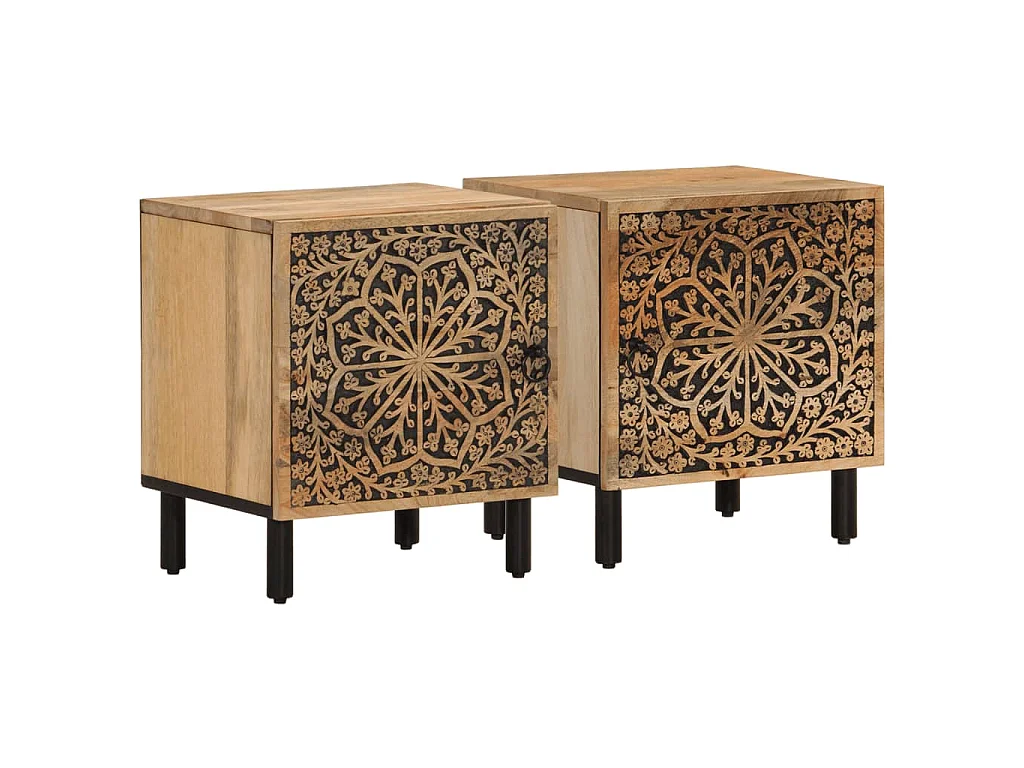 Nachtkastjes 2 st 40x33x46 cm massief mangohout