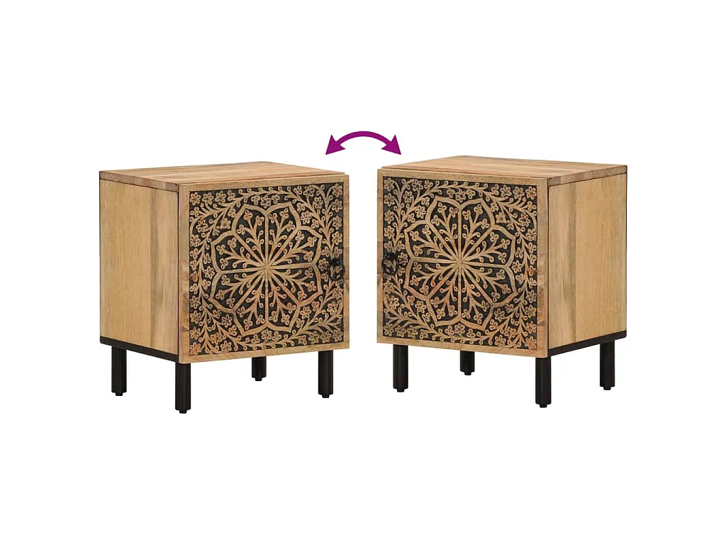 Nachtkastjes 2 st 40x33x46 cm massief mangohout
