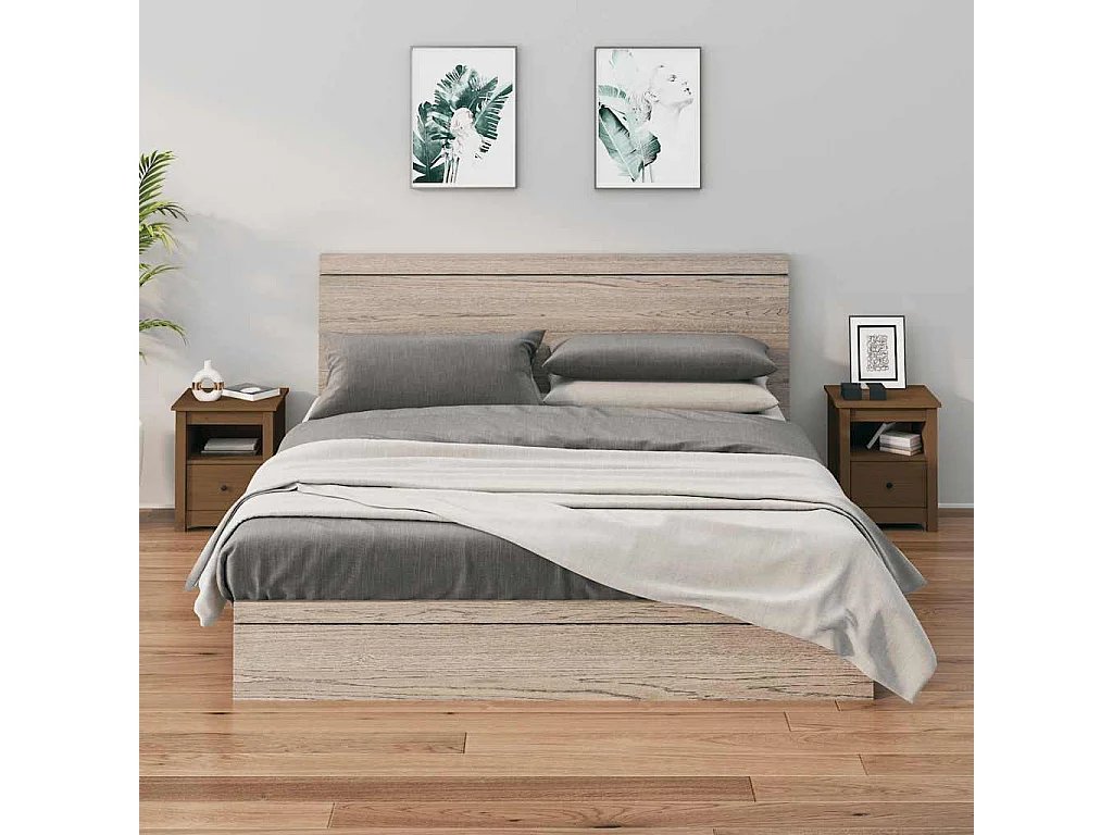 Nachttische 2 Stk. Honigbraun 40x35x49 cm Massivholz Kiefer