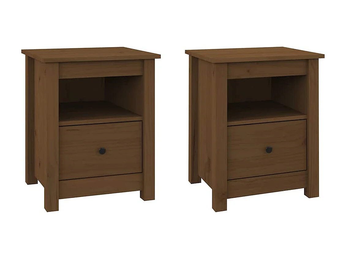 Nachttische 2 Stk. Honigbraun 40x35x49 cm Massivholz Kiefer