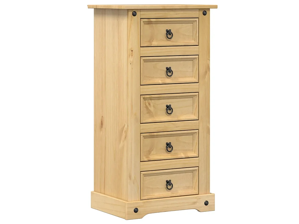 Mesita de noche Corona madera maciza de pino 53x39x103 cm