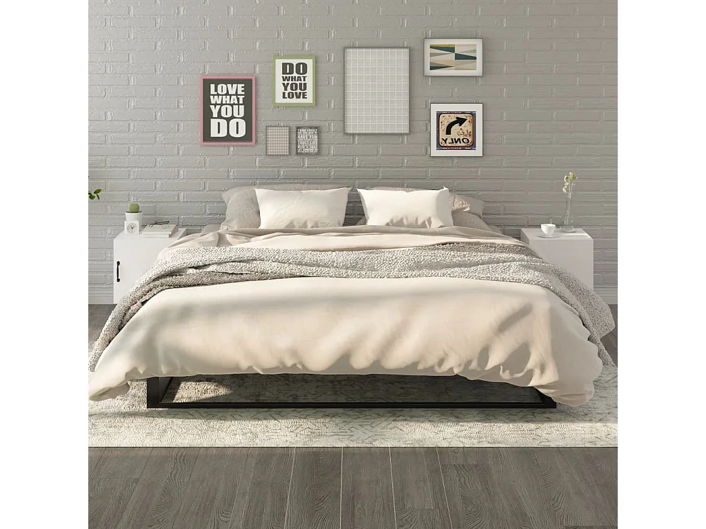 Mesas de cabeceira 2 pcs madeira processada branco brilhante