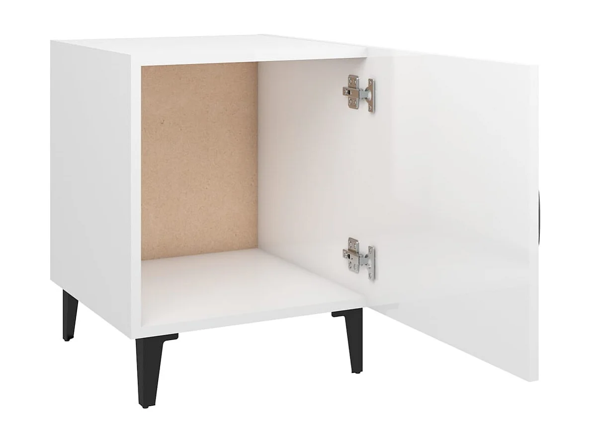 Mesas de cabeceira 2 pcs madeira processada branco brilhante