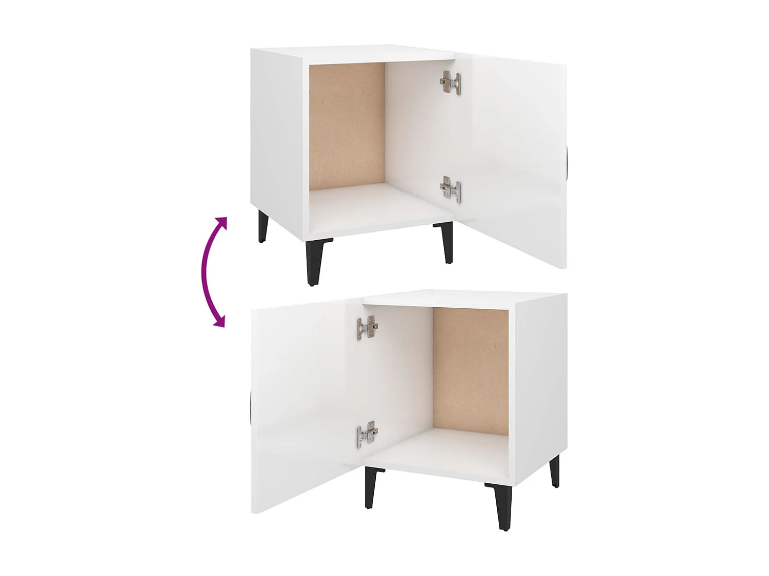 Mesas de cabeceira 2 pcs madeira processada branco brilhante