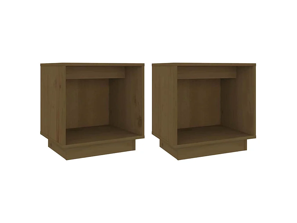 Tables de chevet 2pcs Marron miel 40x30x40cm Bois de pin solide