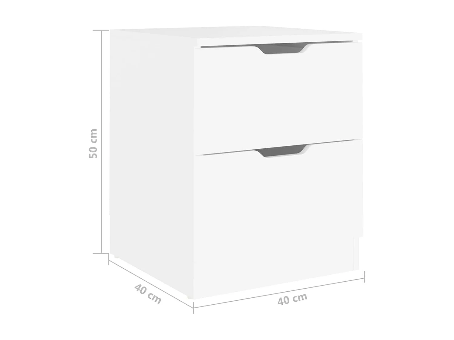 Comodini 2 pz Bianchi 40x40x50 cm in Legno Multistrato