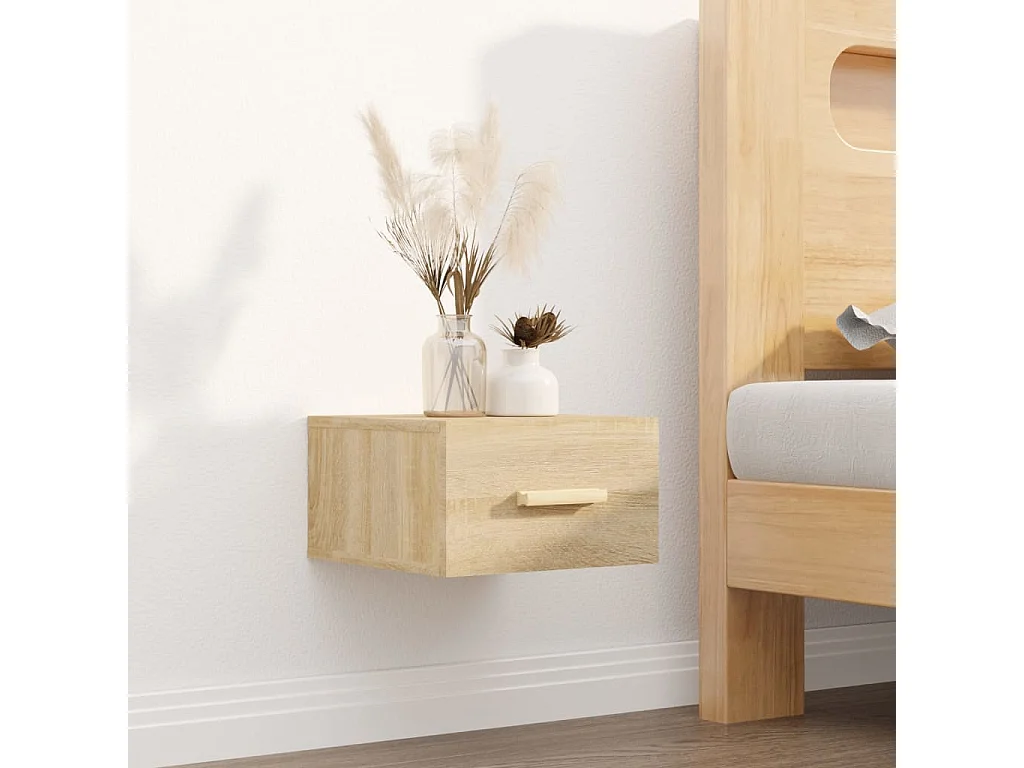Comodino a Muro Rovere Sonoma 35x35x20 cm