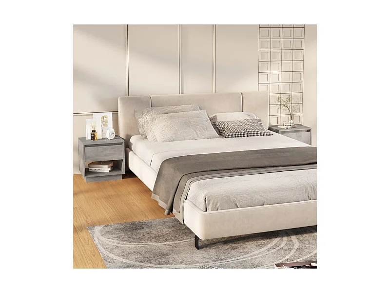 Comodini 2 pz Grigio Cemento 45x34x44 cm in Truciolato