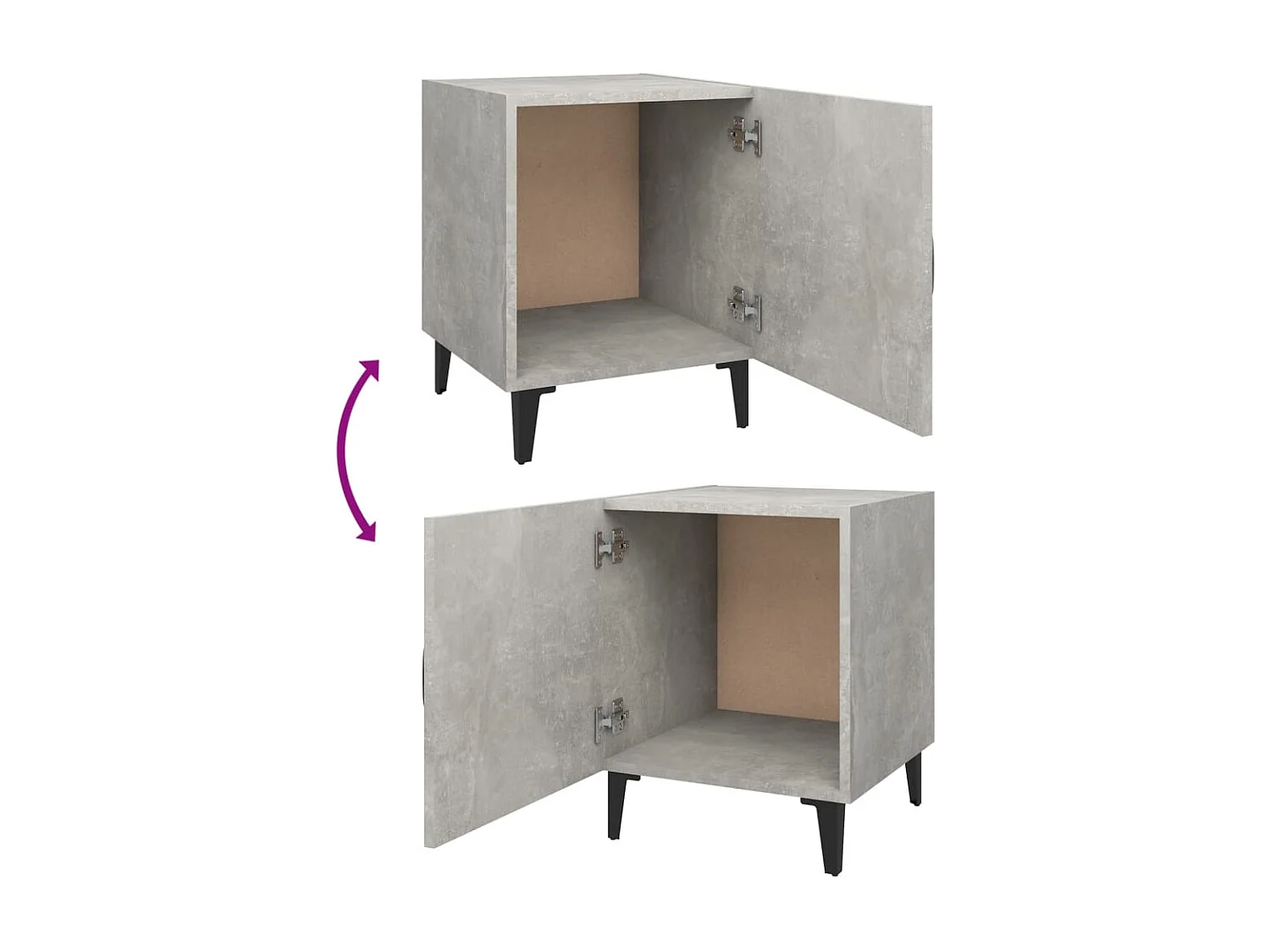 Tables de chevet 2 pcs Gris béton Bois d'ingénierie