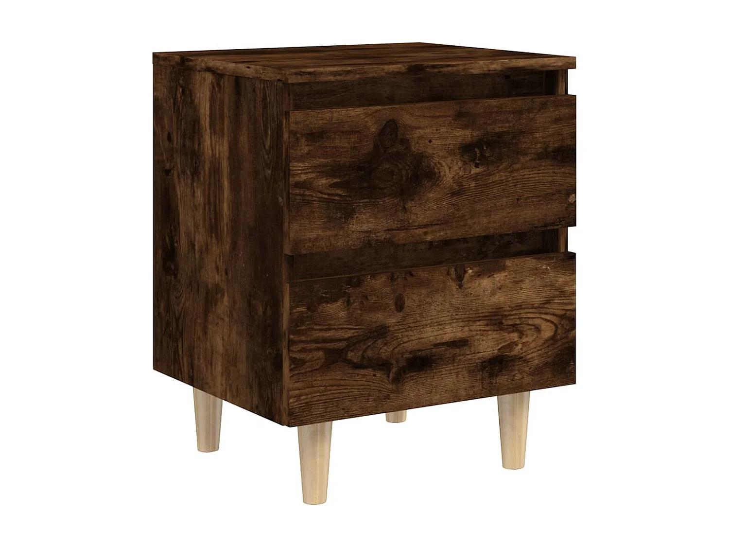 Nachtkastje met houten poten 40x35x50 cm gerookt eikenkleurig