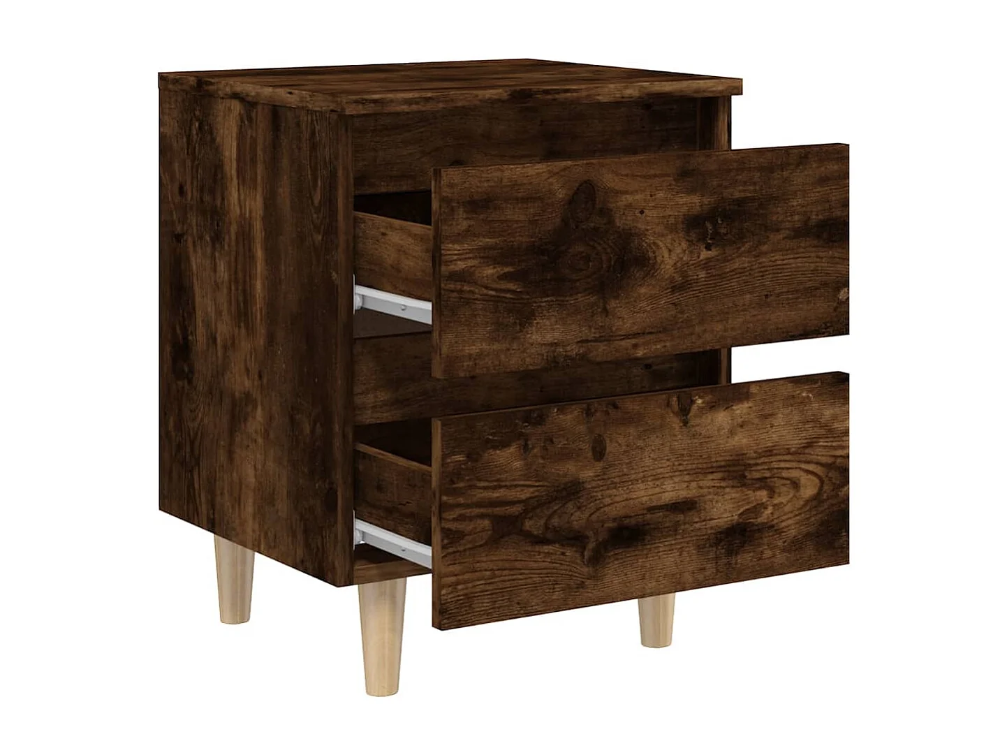 Nachtkastje met houten poten 40x35x50 cm gerookt eikenkleurig