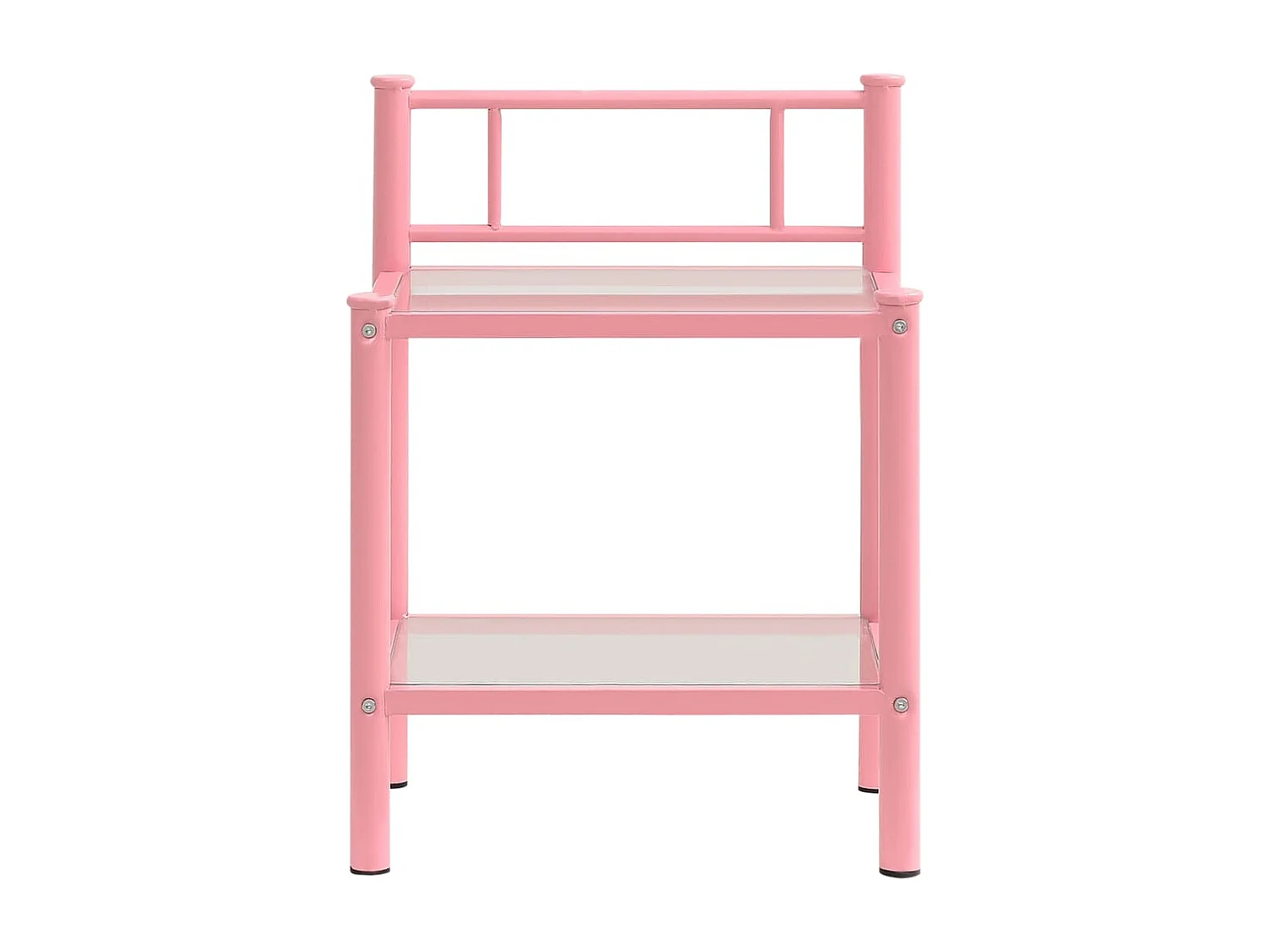 Comodini 2 pz Rosa e Trasparente in Metallo e Vetro