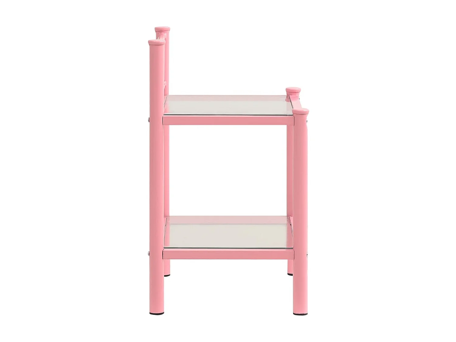 Comodini 2 pz Rosa e Trasparente in Metallo e Vetro