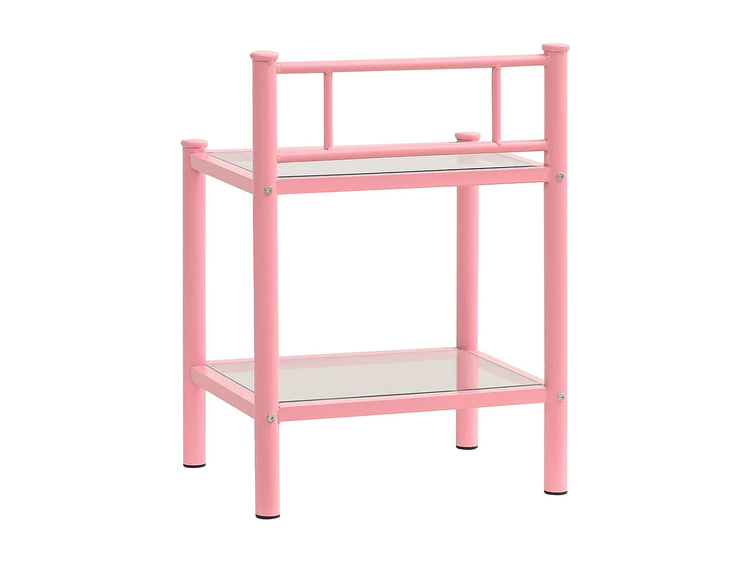 Comodini 2 pz Rosa e Trasparente in Metallo e Vetro