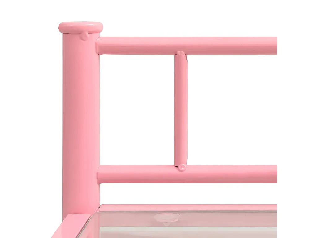 Comodini 2 pz Rosa e Trasparente in Metallo e Vetro