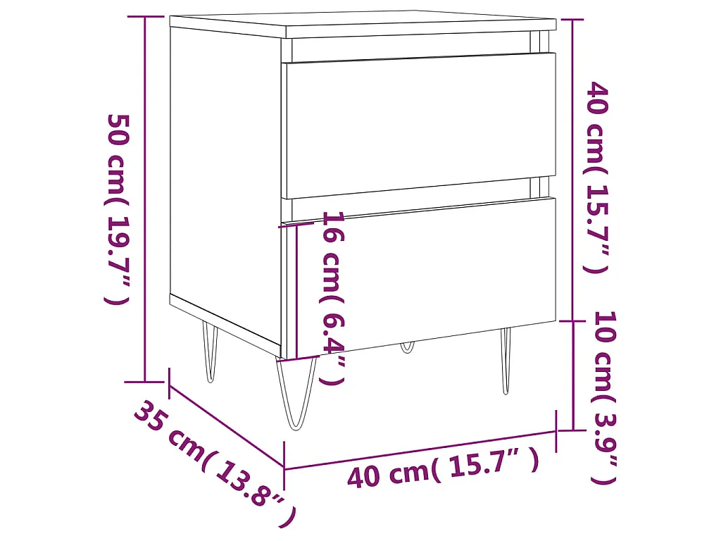 Table de chevet sonoma gris 40x35x50 cm bois d’ingénierie