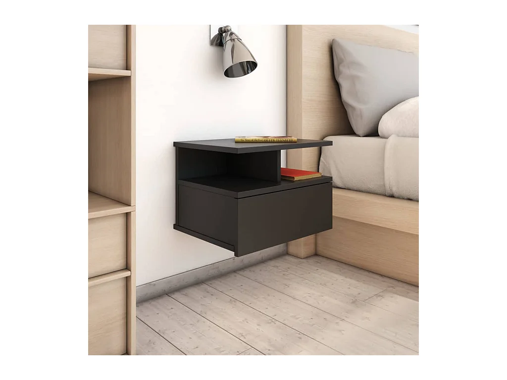 Table de chevet flottante Noir 40x31x27 cm Bois d'ingénierie