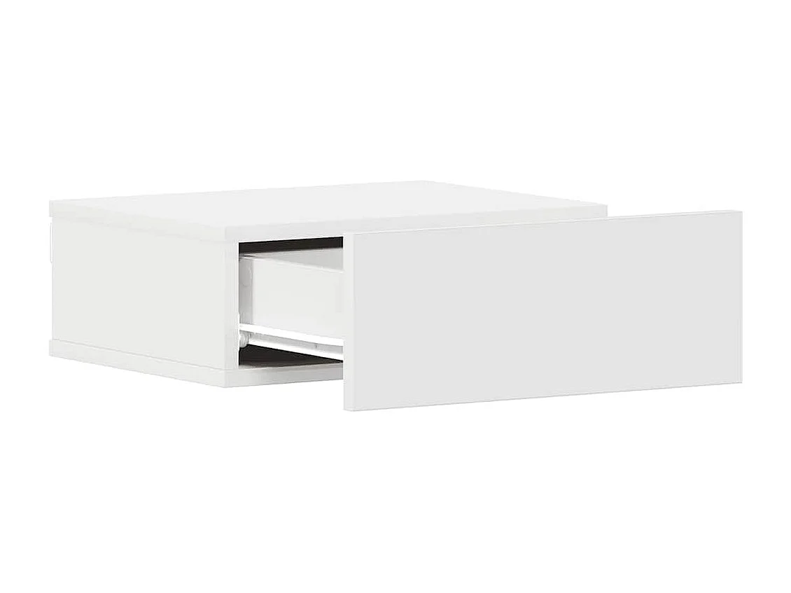 Tables de chevet flottantes 2 pcs Blanc bois d’ingénierie
