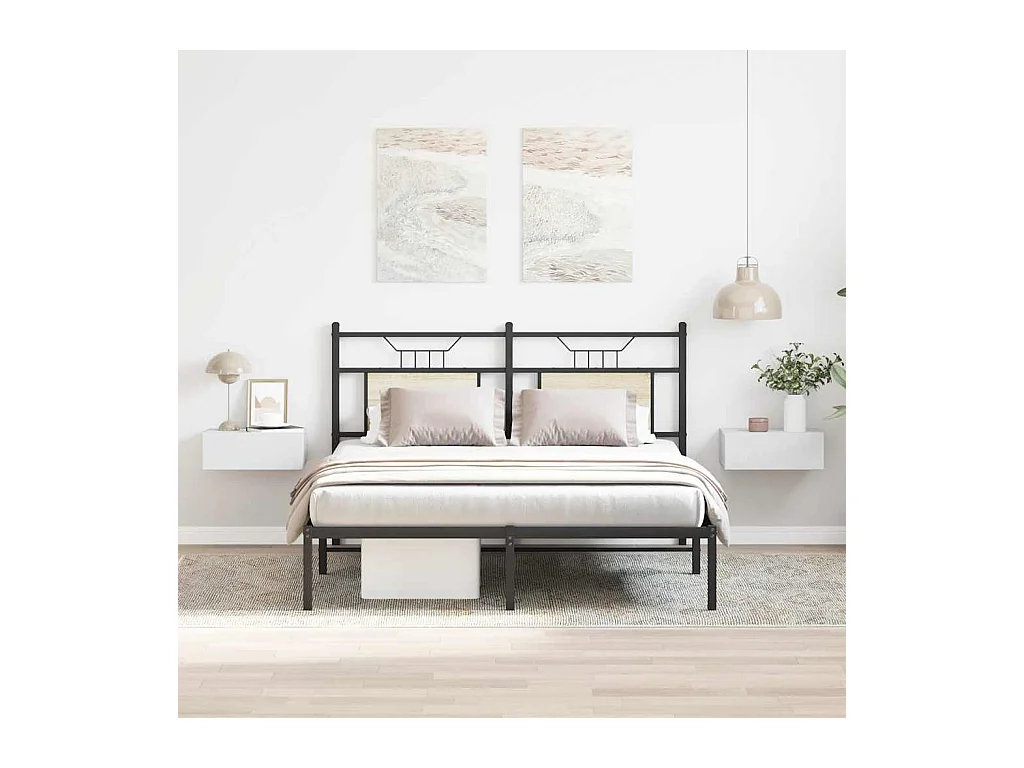 Tables de chevet flottantes 2 pcs Blanc bois d’ingénierie