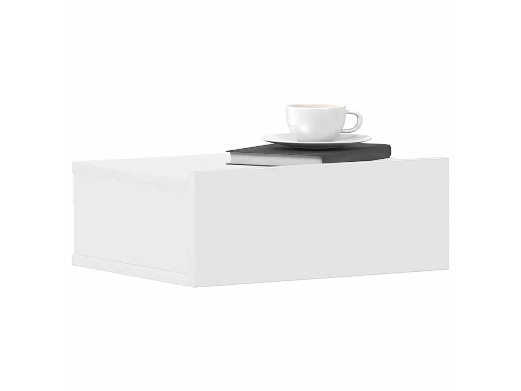 Mesas de cabeceira flutuantes 2 pcs derivados de madeira branco