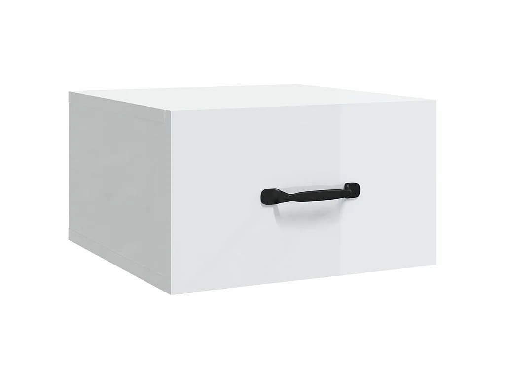 Table de chevet murale Blanc brillant 35x35x20 cm