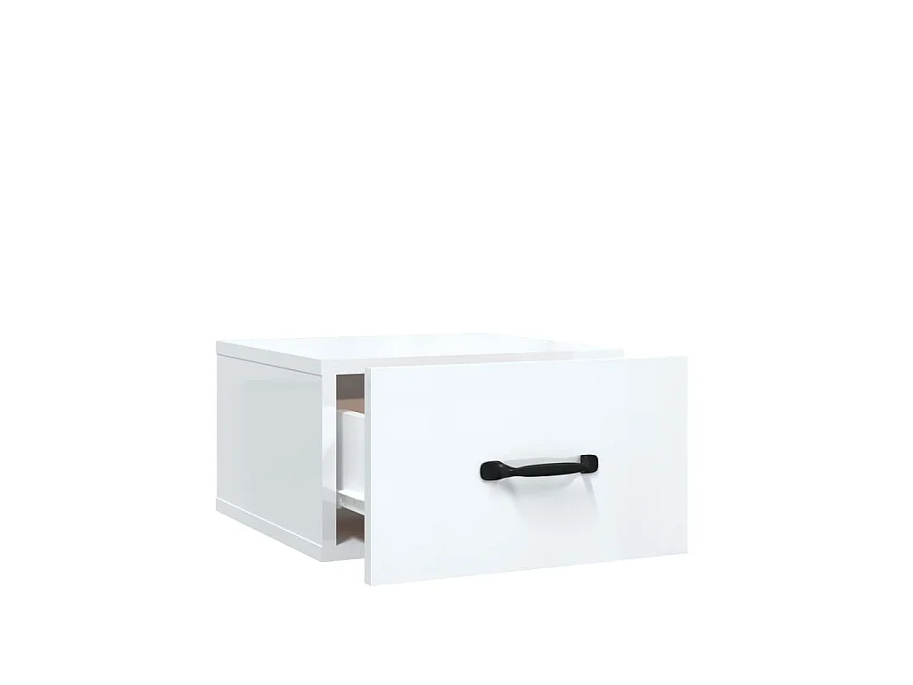 Table de chevet murale Blanc brillant 35x35x20 cm