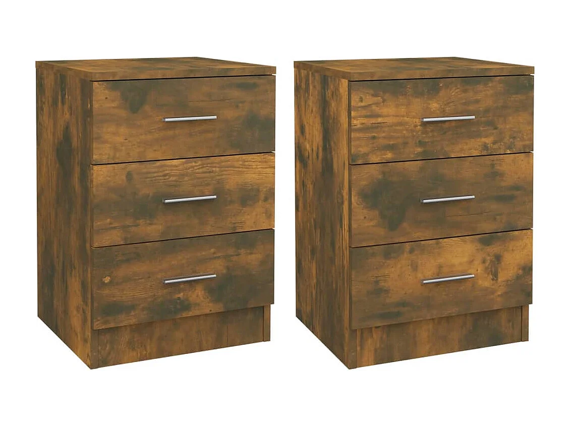 Mesa de cabeceira 2 pcs 38x35x56 cm madeira cor carvalho fumado