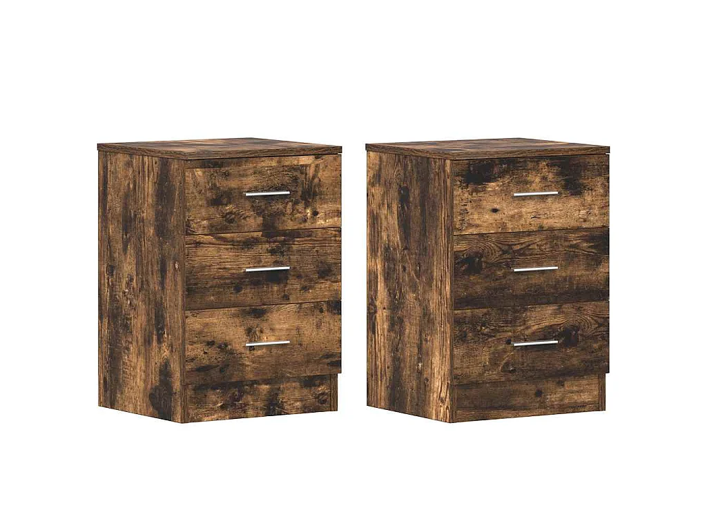 Comodini 2 pz Rovere Fumo 38x35x56 cm in Legno Multistrato