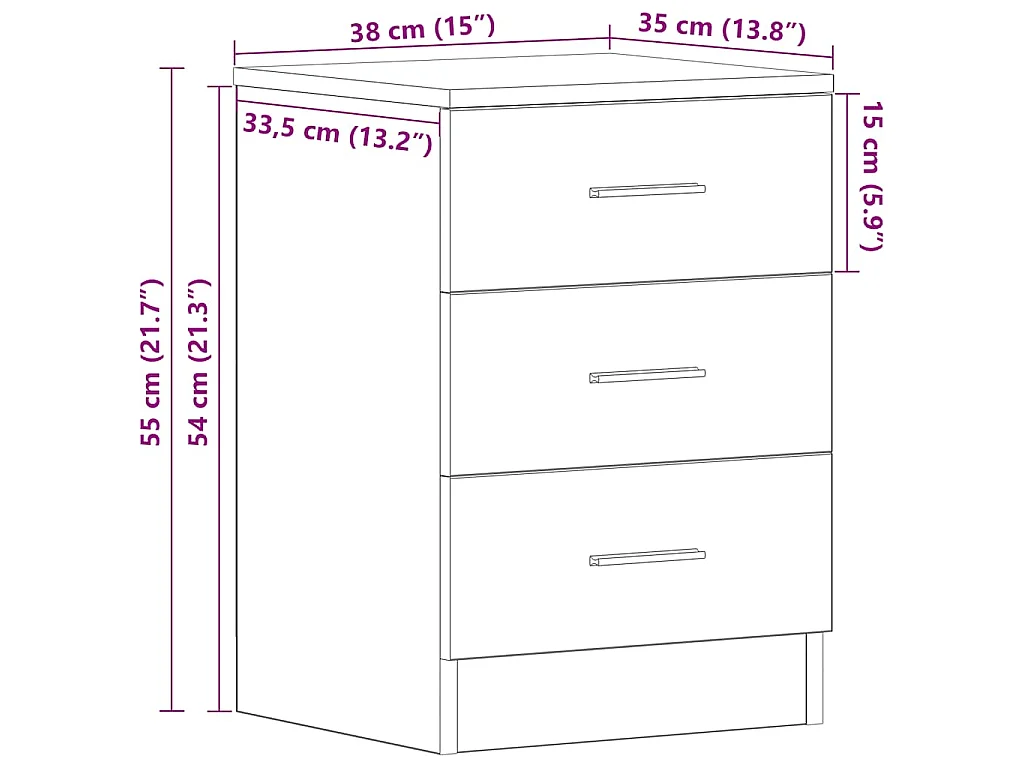 Comodini 2 pz Rovere Fumo 38x35x56 cm in Legno Multistrato