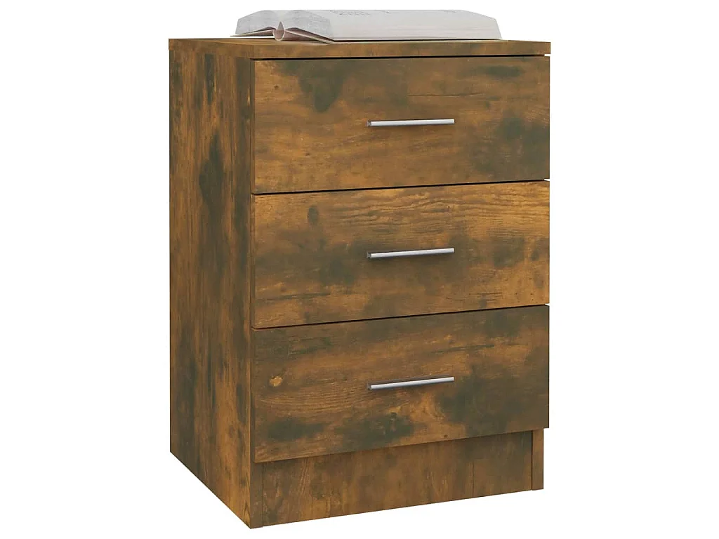 Comodini 2 pz Rovere Fumo 38x35x56 cm in Legno Multistrato