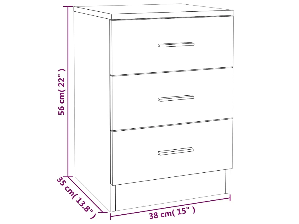 Comodini 2 pz Rovere Fumo 38x35x56 cm in Legno Multistrato