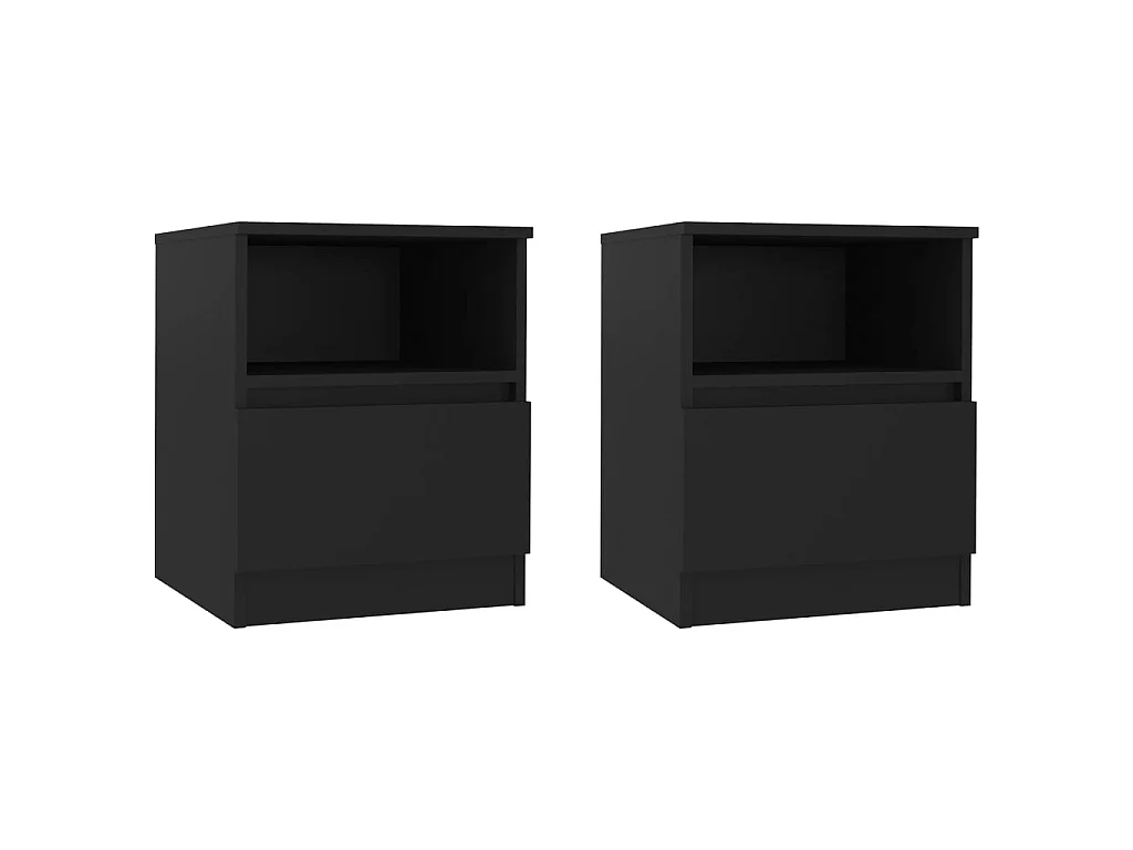 Tables de chevet 2 pcs Noir 40x40x50 cm Aggloméré