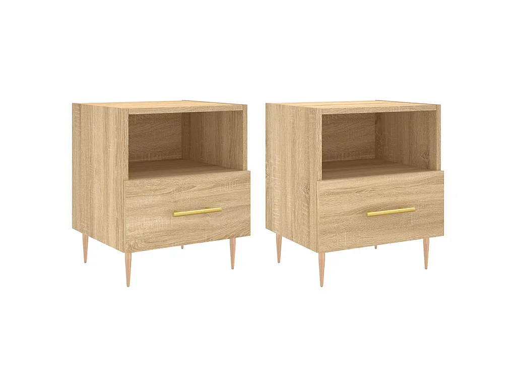 Comodini 2 pz Rovere Sonoma 40x35x47,5 cm in Legno Multistrato