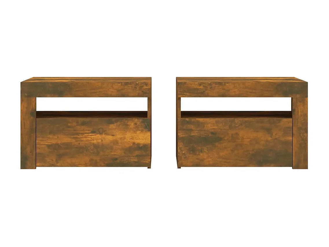 Nachtkastjes 2 st met LED-verlichting 60x35x40 cm gerookt eiken