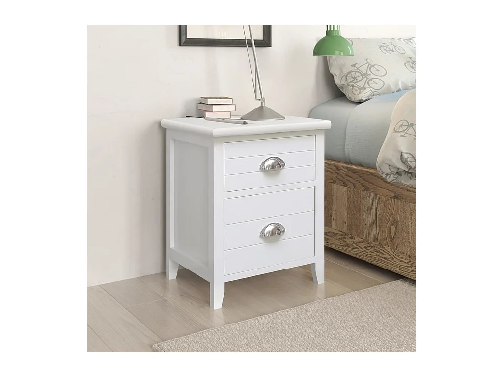 Table de chevet 2 pcs avec 2 tiroirs Blanc