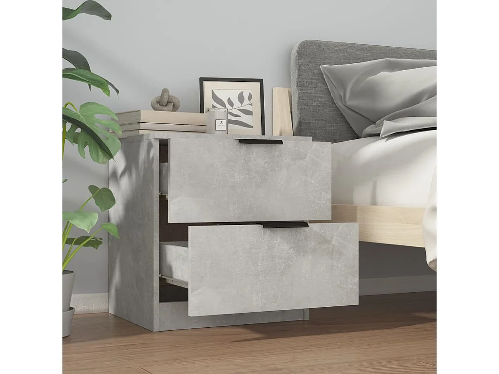 Tables de chevet 2 pcs Gris béton Bois d'ingénierie