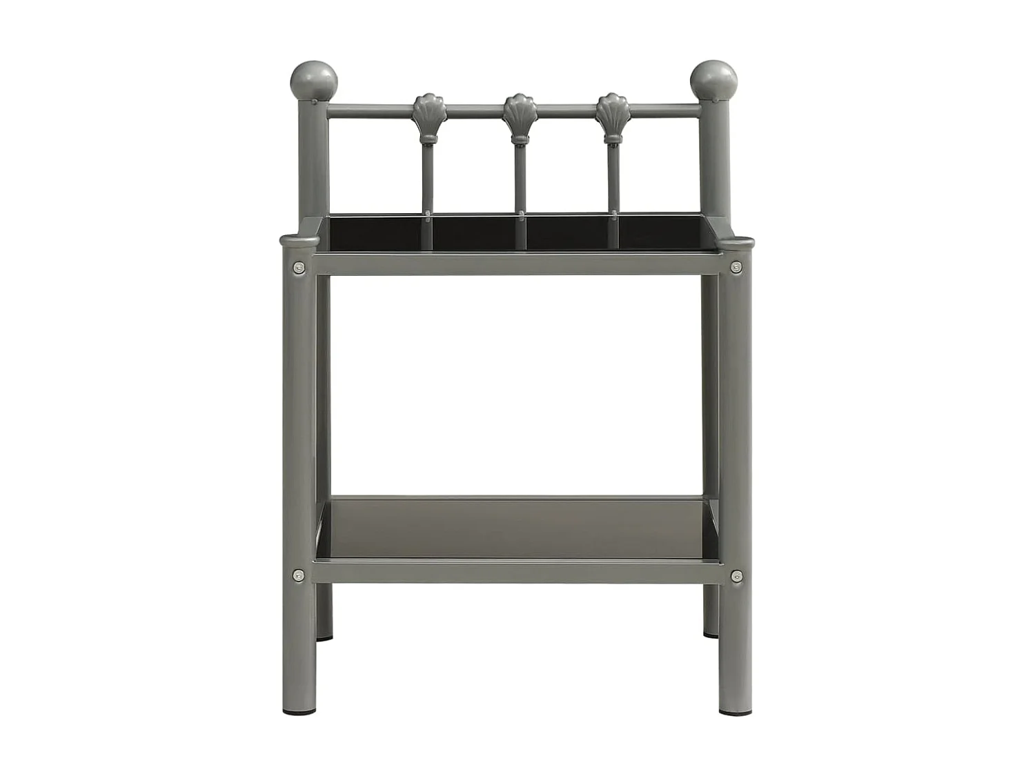 Nachttisch Grau und Schwarz 45x34,5x60,5 cm Metall und Glas