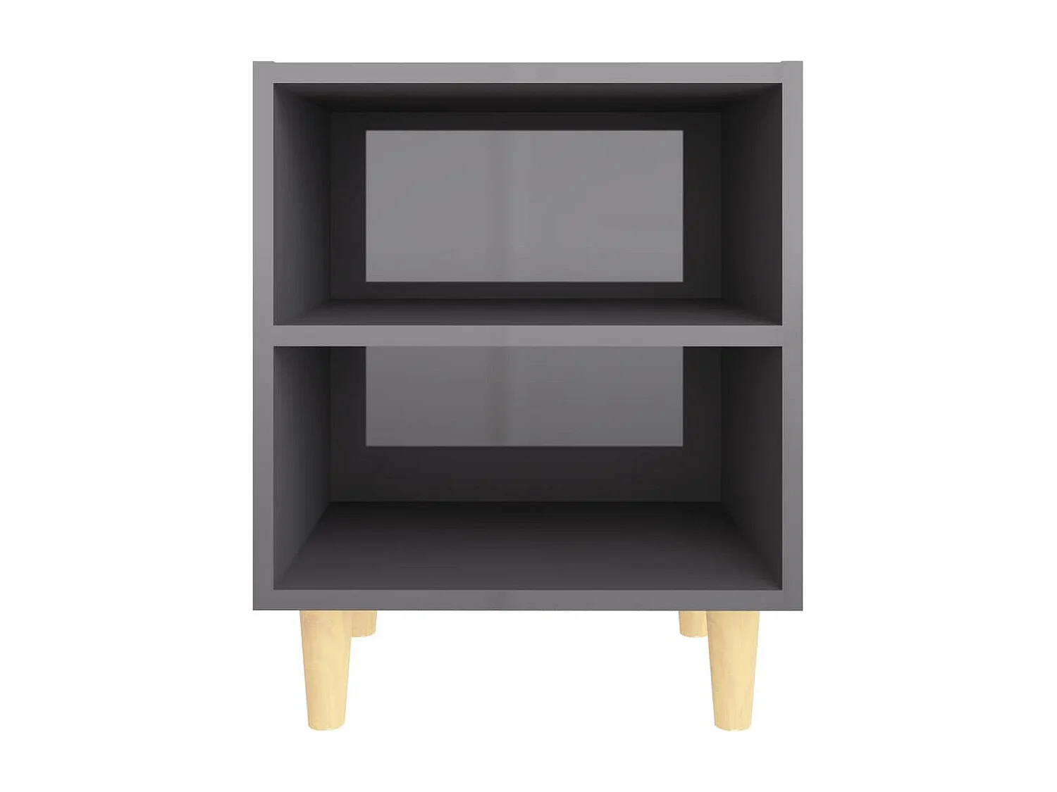 Table de chevet avec pieds en bois Gris brillant 40x30x50 cm