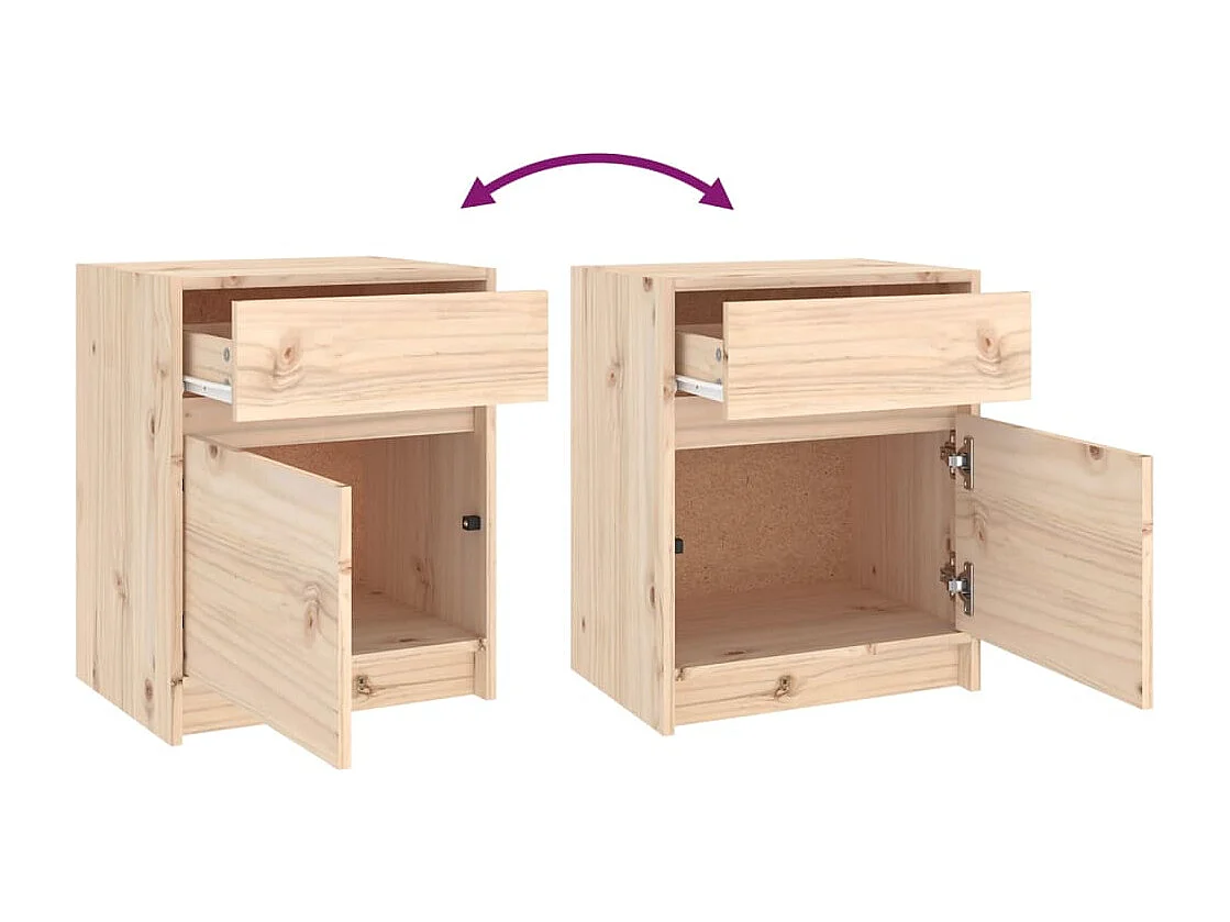 Mesitas de noche 2 uds madera maciza de pino 40x31x50 cm