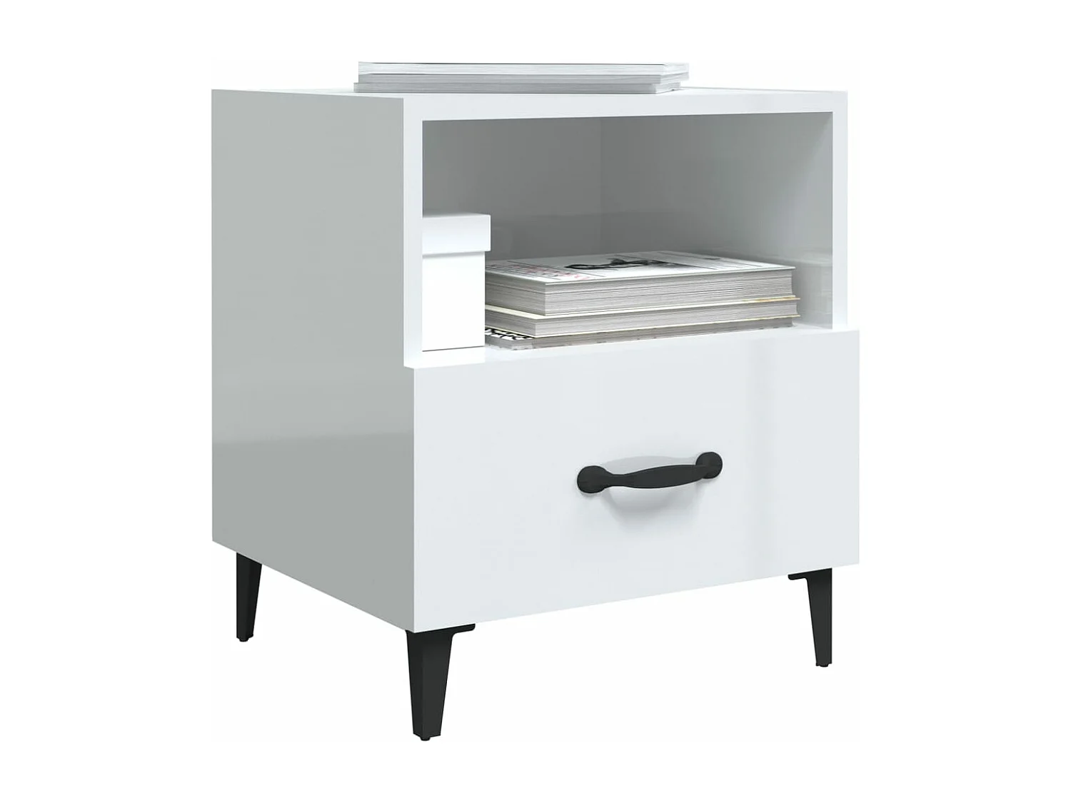 Tables de chevet 2 pcs Blanc brillant Bois d'ingénierie