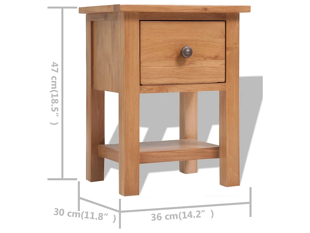 Tables de chevet 2 pcs 36x30x47 cm bois de chêne massif
