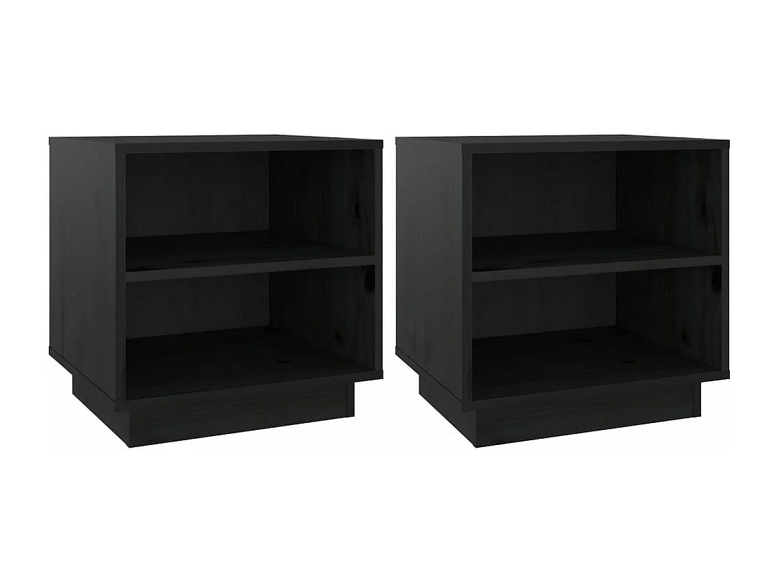 Tables de chevet 2 pcs Noir 40x34x40 cm Bois de pin solide