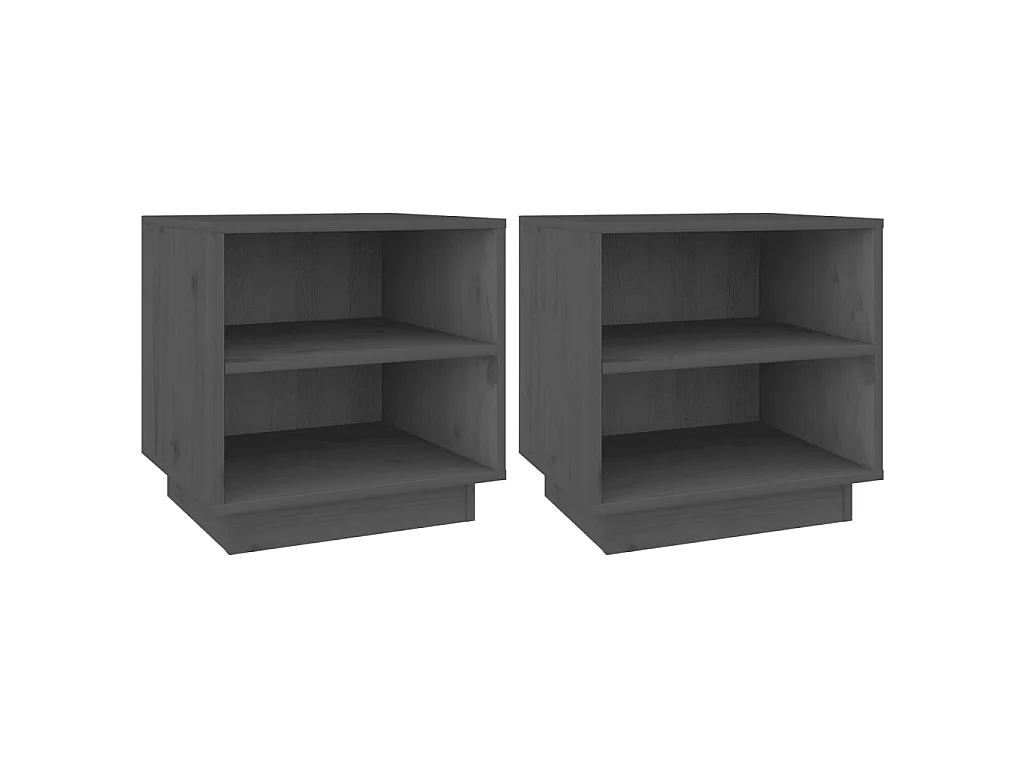 Tables de chevet 2 pcs Gris 40x34x40 cm Bois de pin solide