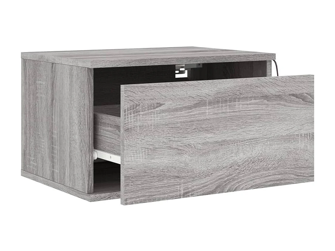 Table de chevet murale avec lumières LED sonoma gris