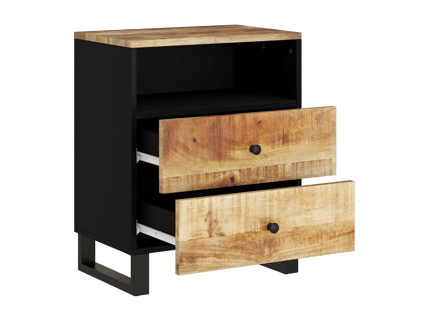 Nachttisch 50x33x62 cm Massivholz Mango & Holzwerkstoff