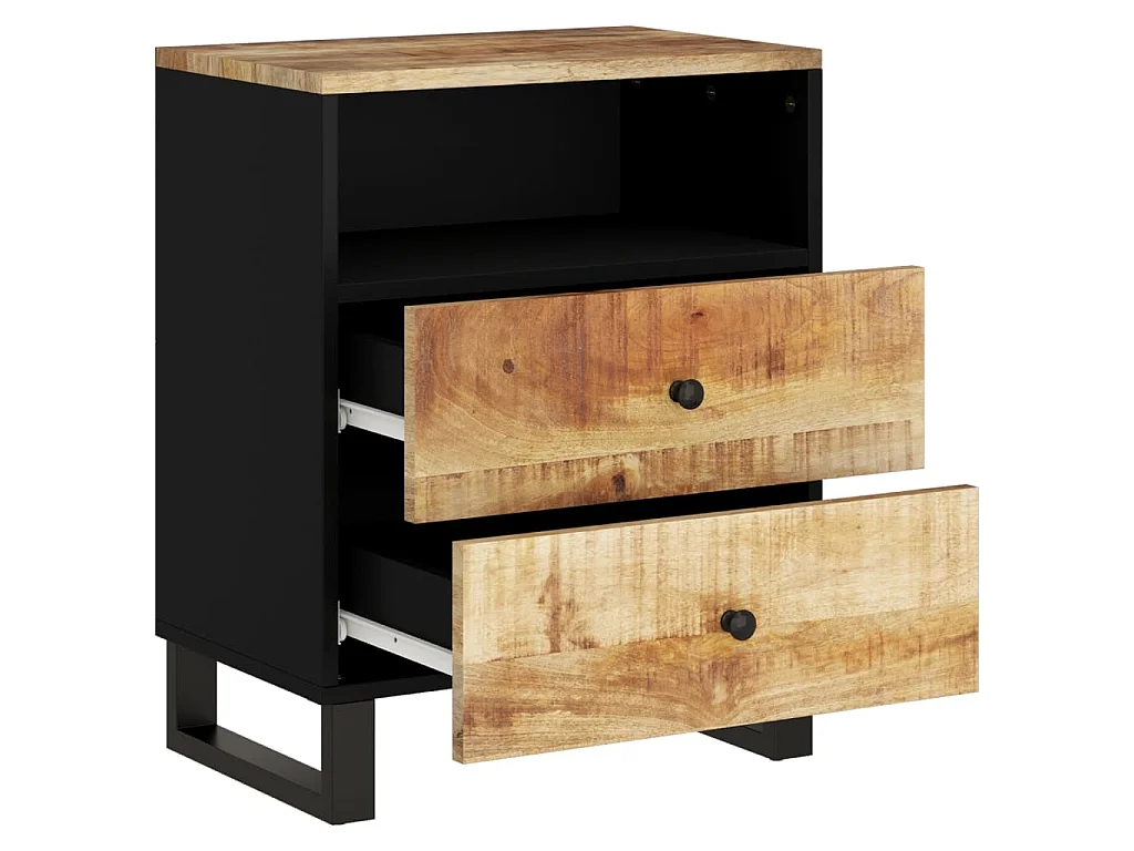 Nachttisch 50x33x62 cm Massivholz Mango & Holzwerkstoff
