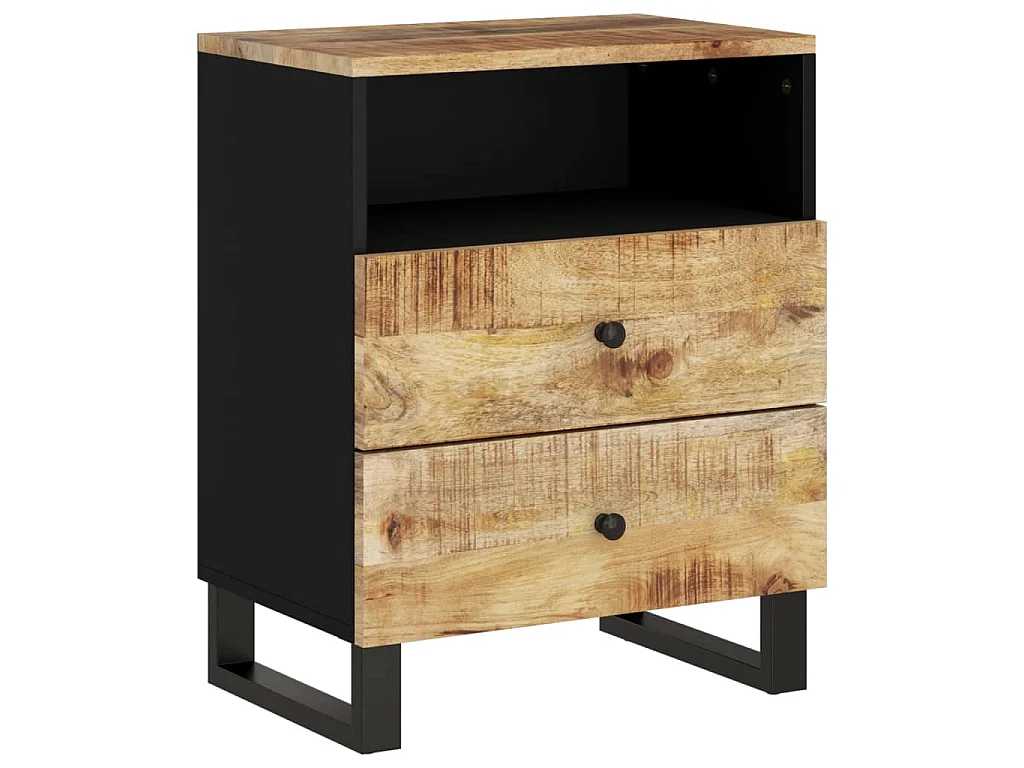 Nachttisch 50x33x62 cm Massivholz Mango & Holzwerkstoff