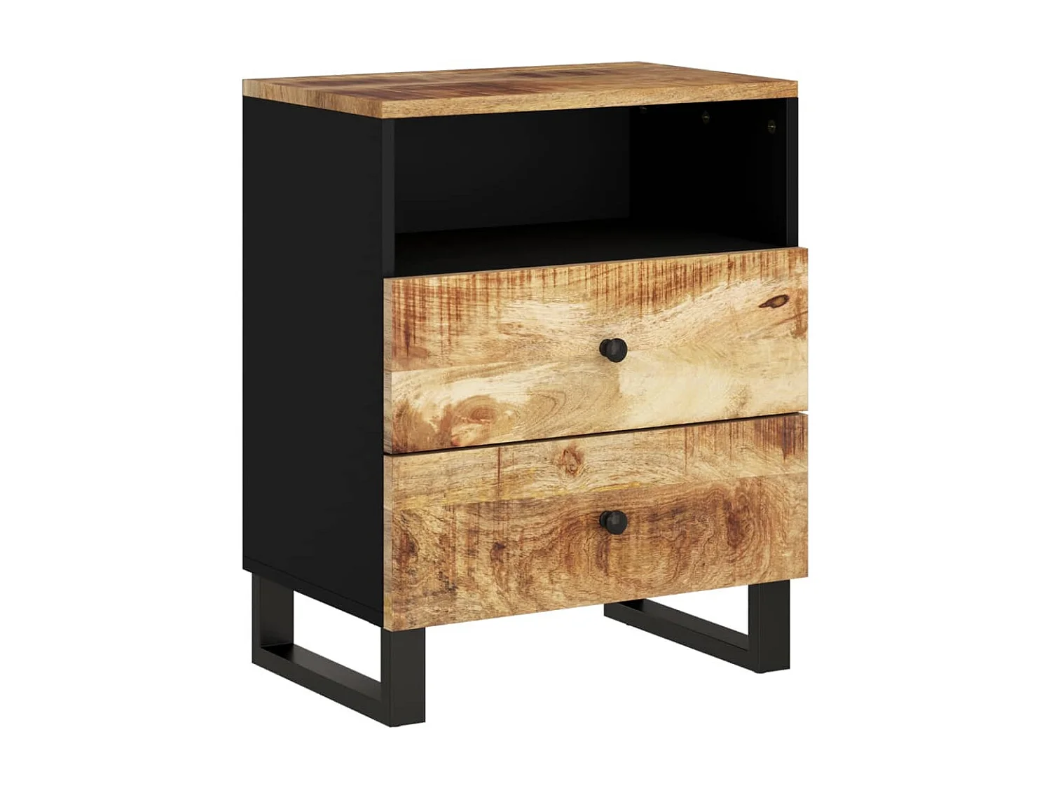 Nachttisch 50x33x62 cm Massivholz Mango & Holzwerkstoff